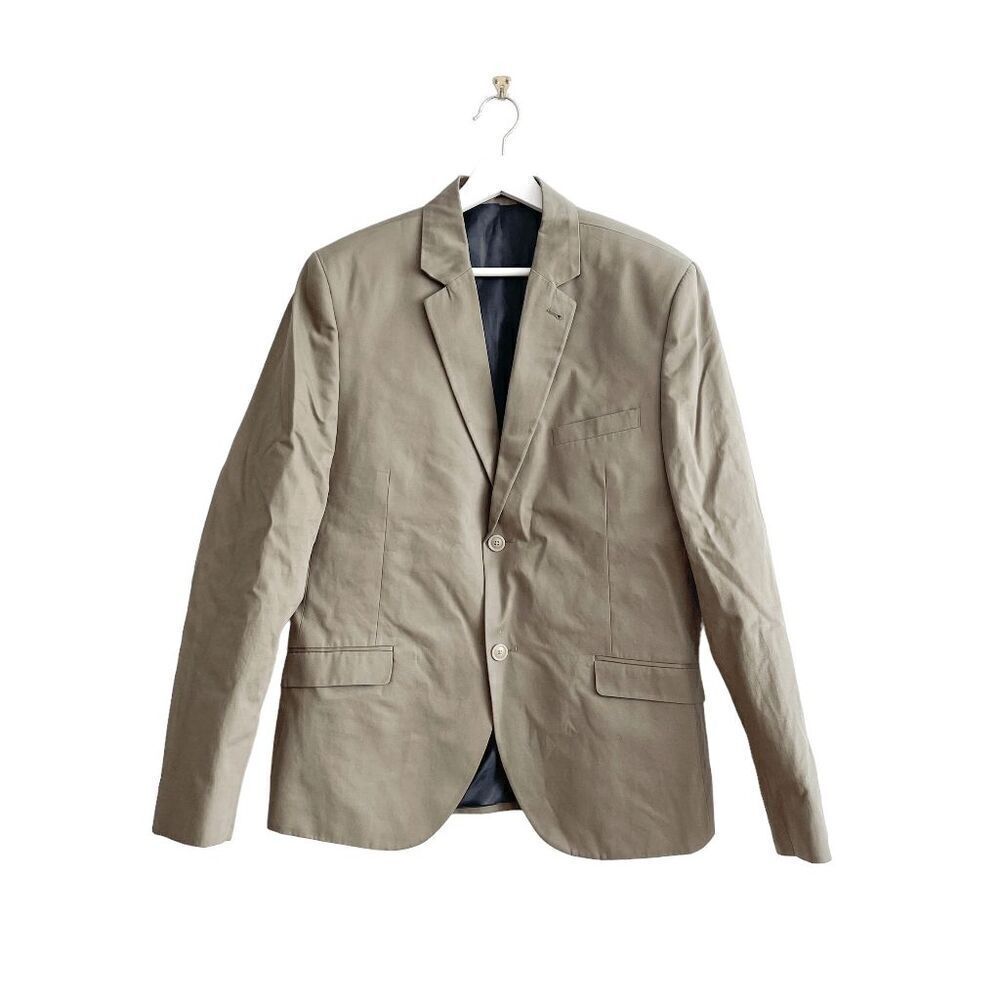 Topman Men's Skinny Single Breasted Sport Coat Suit Jacket Khaki Size 42